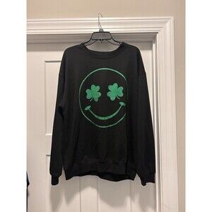 St. Patrick's Day Sweatshirt for Women Shamrock Graphic Lucky Irish Top Size XL